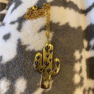 gold cactus necklace